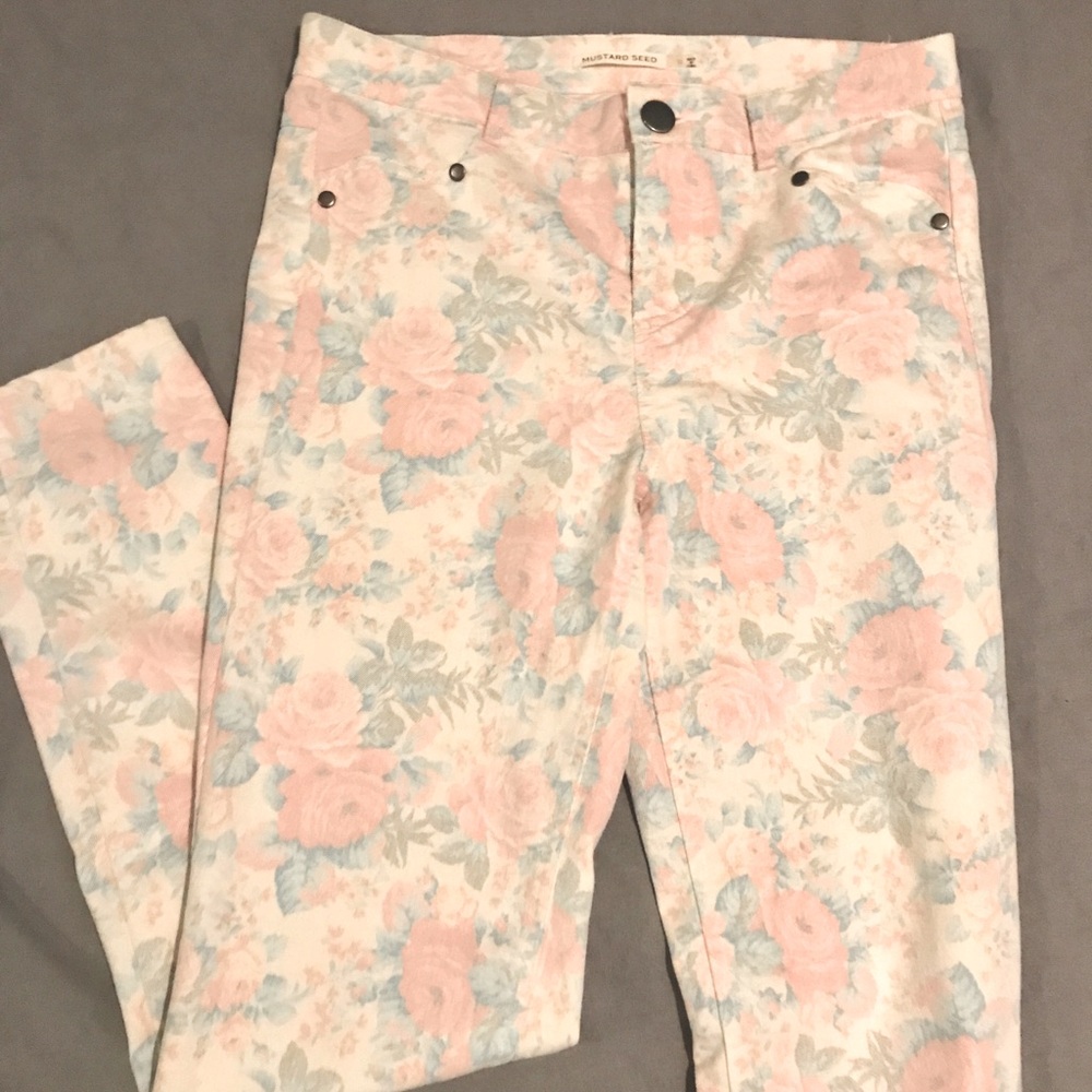 Mustard Seed pastel floral pants